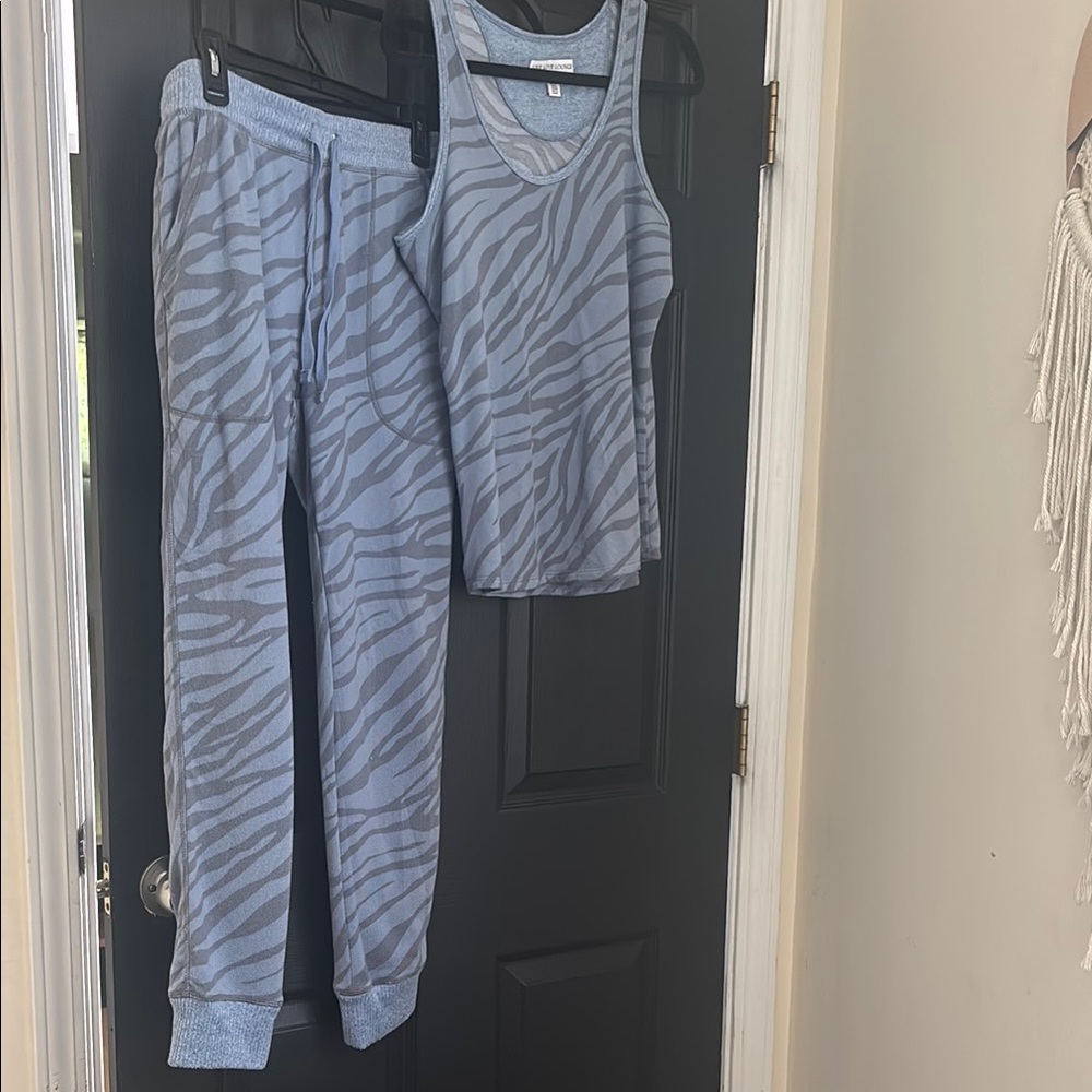 Comfy Zebra Print Pajama Set - Blue
